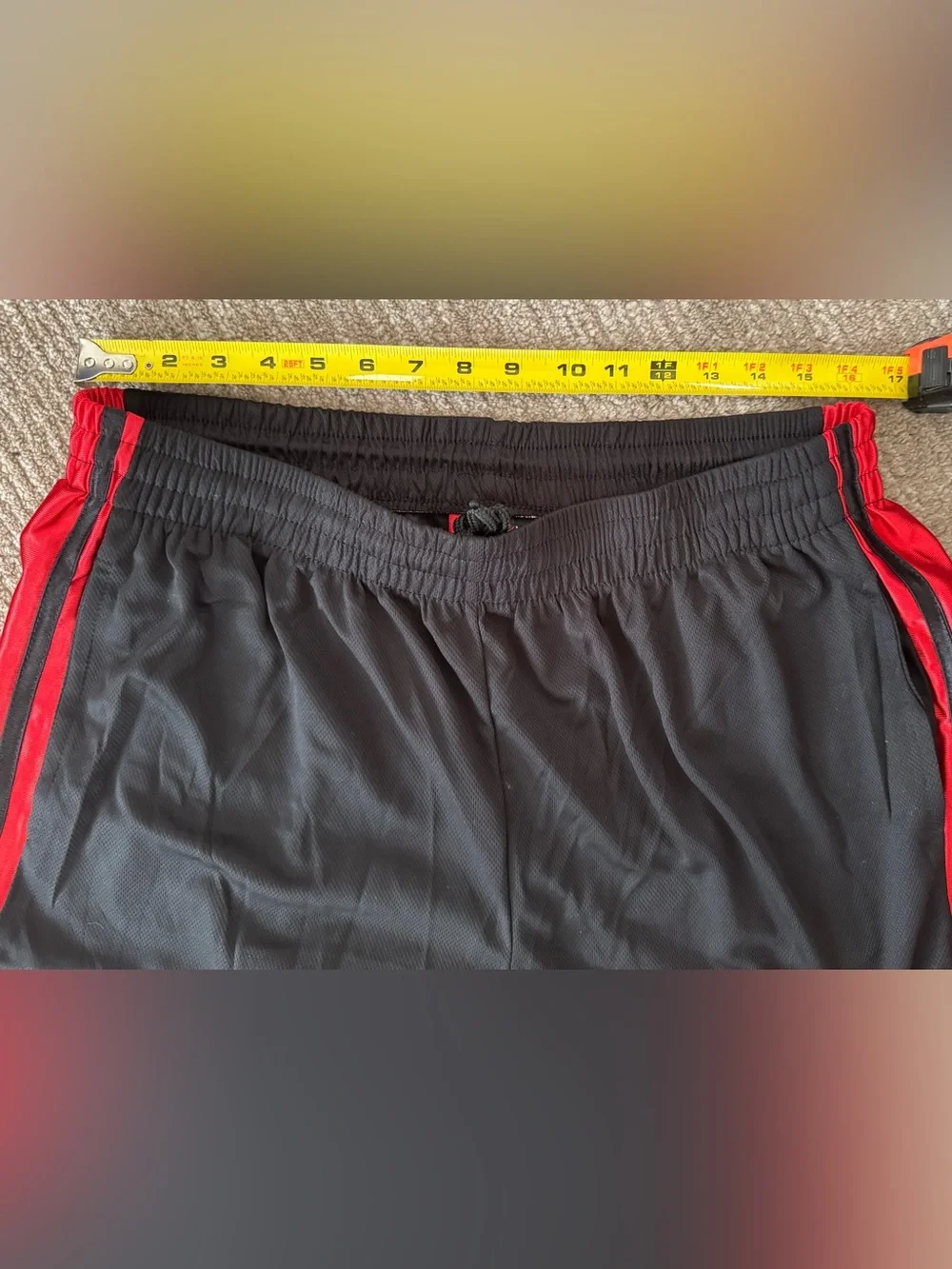 Men's XL Black and Red Athletic Shorts - NWT